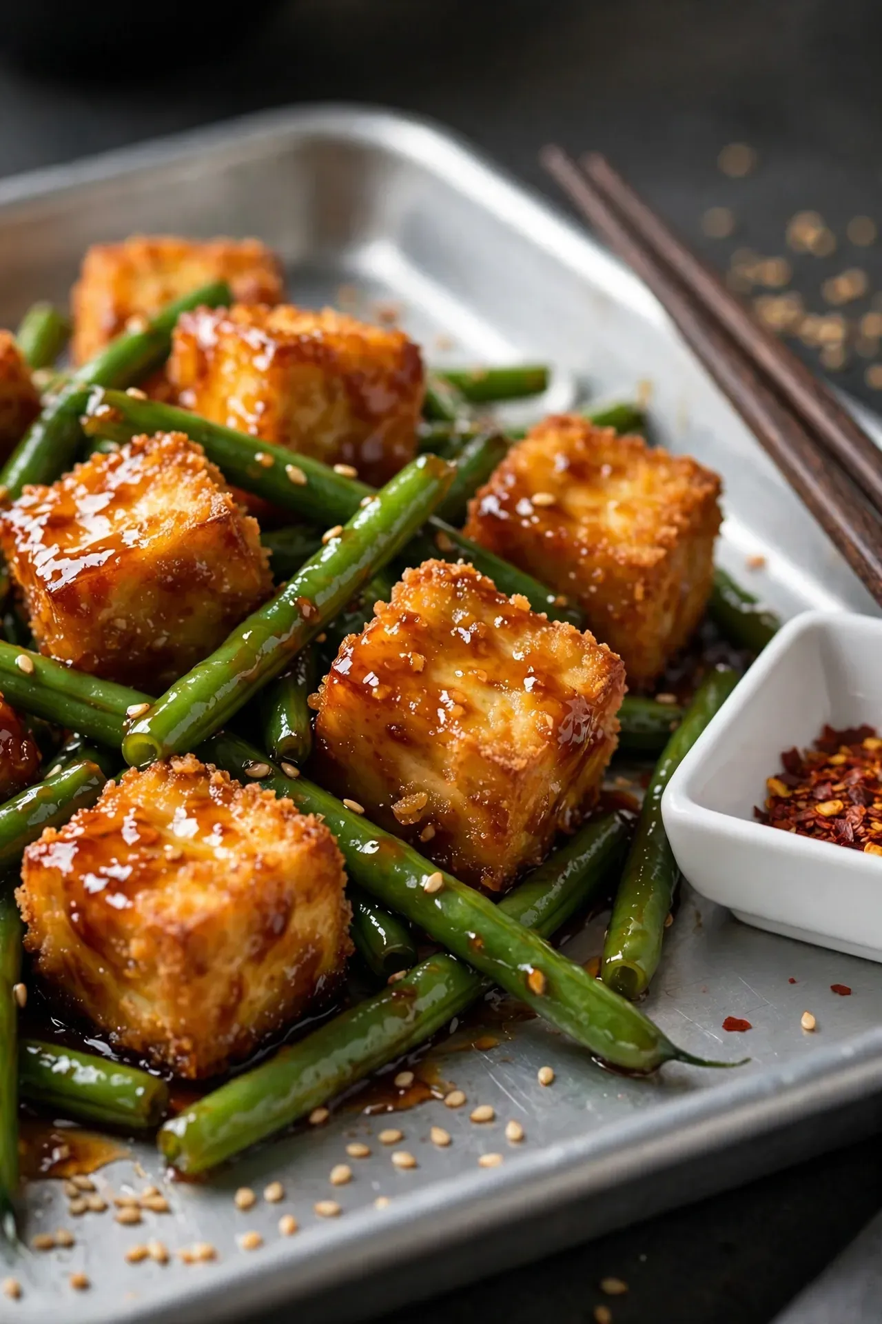Spicy Teriyaki Tofu Green Beans
