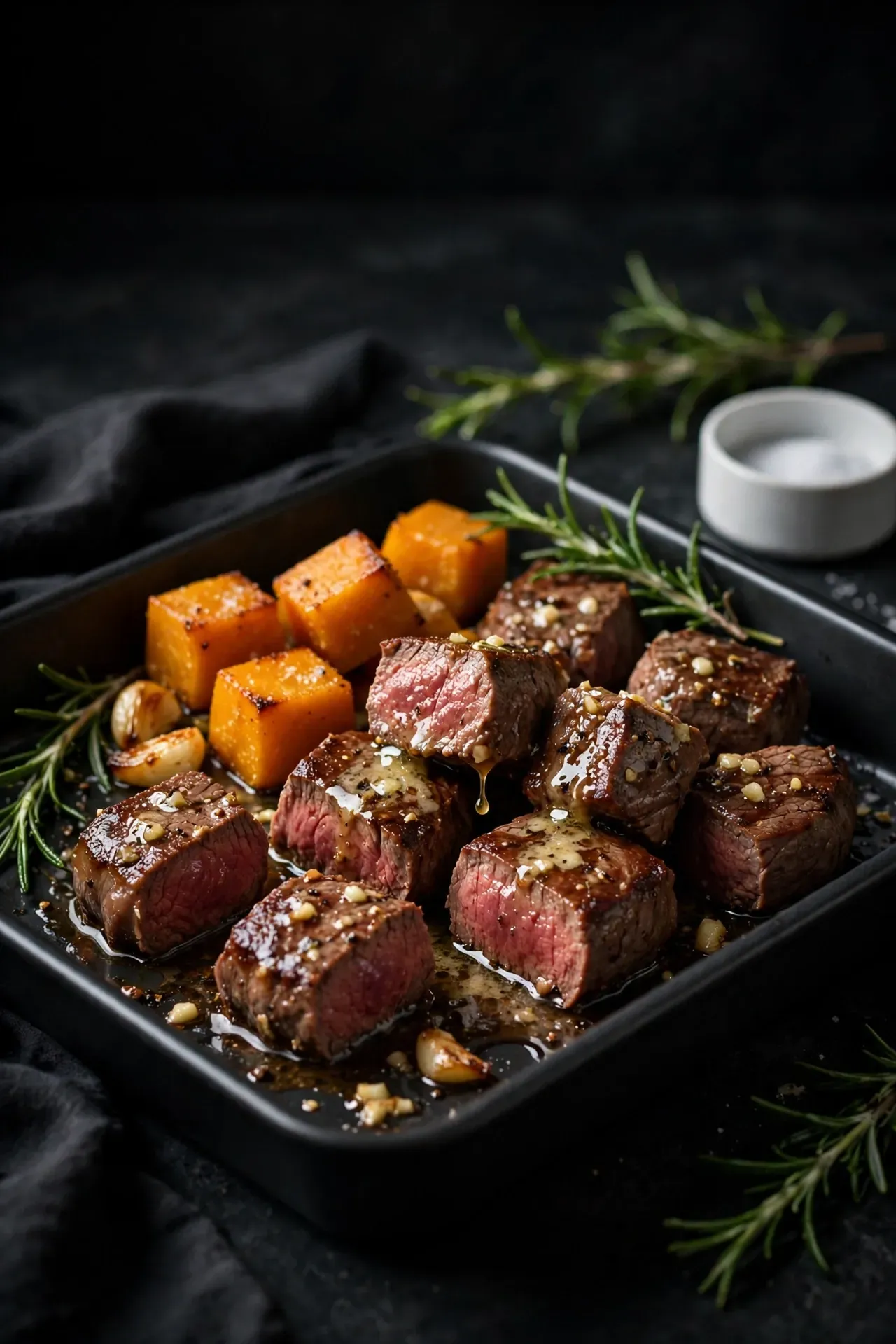 Garlic Butter Steak Bites with Pumpkin
