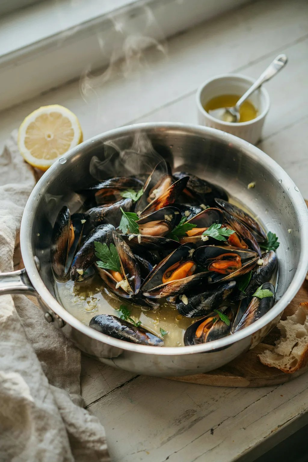 White Wine Butter Mussels