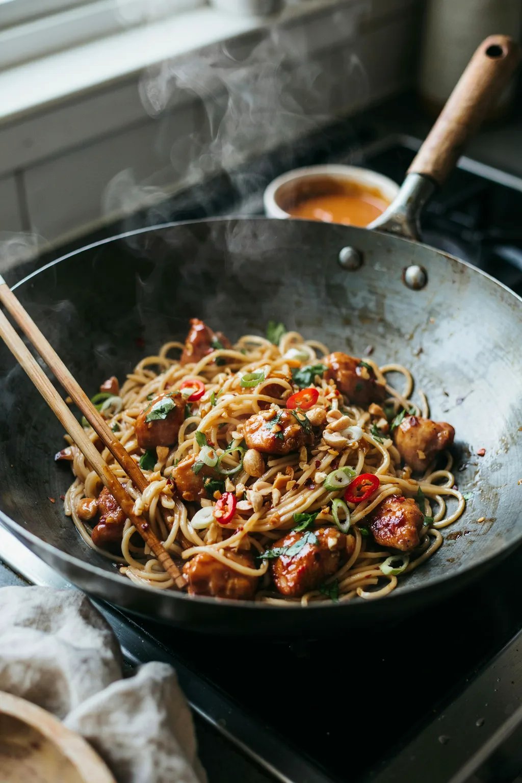 Spicy Peanut Chicken Noodles