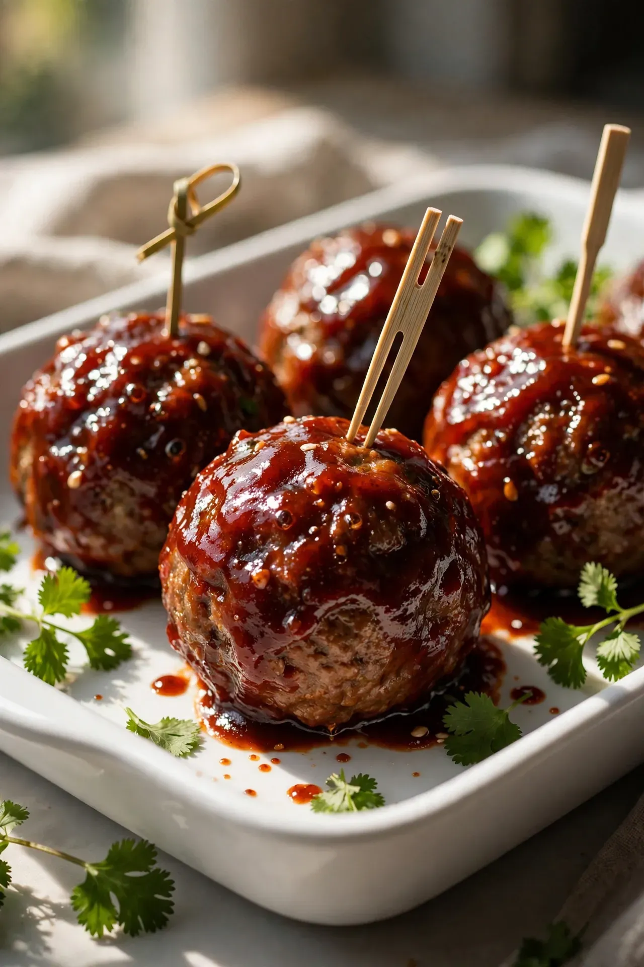 Sticky BBQ Turkey Meatballs