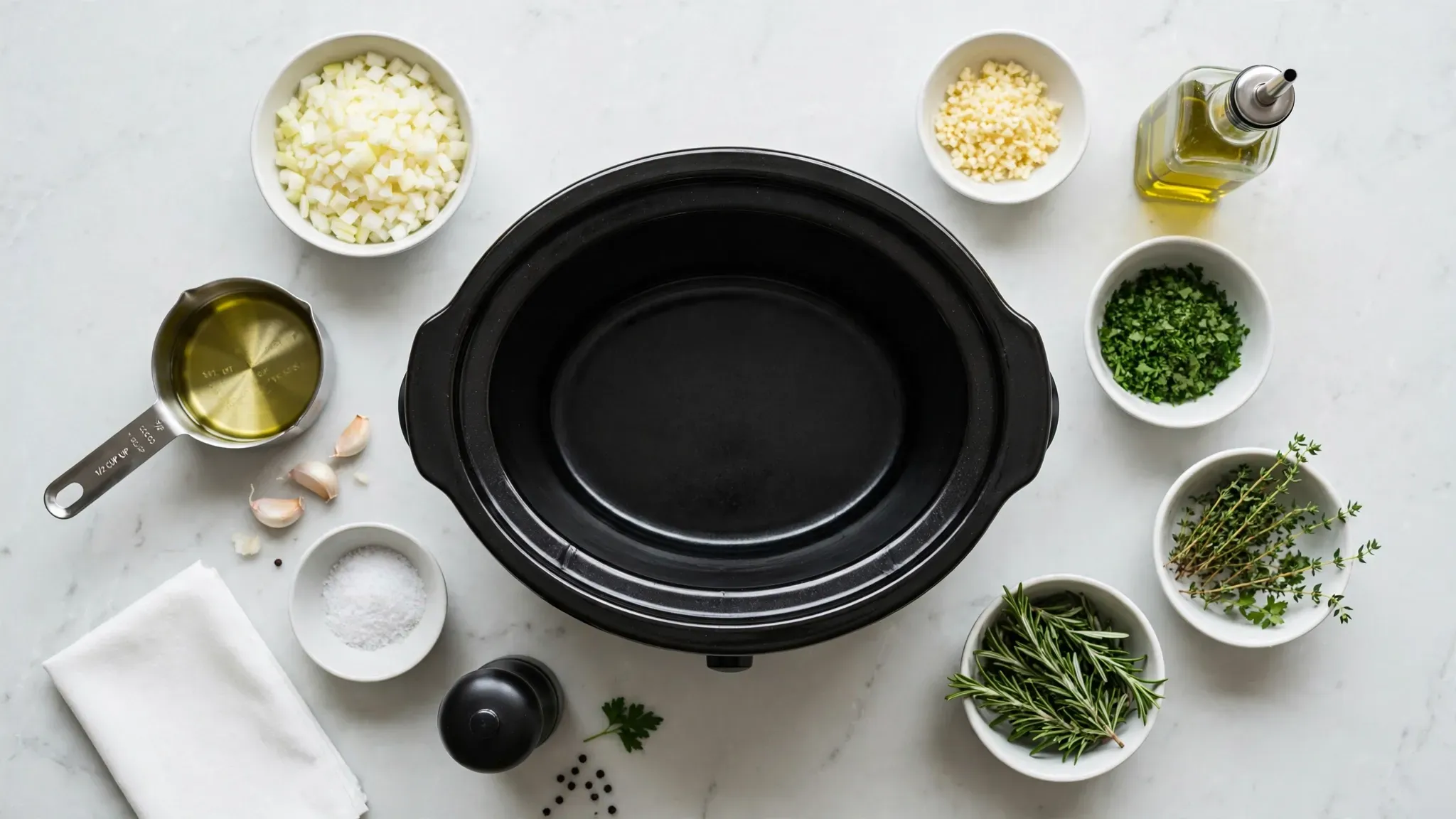Fresh ingredients prepped and ready for a slow cooker meal