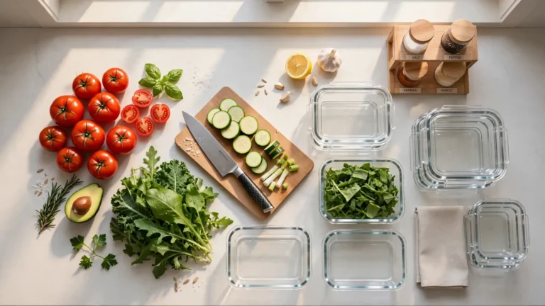 Fresh ingredients laid out on a kitchen counter for Sunday cooking