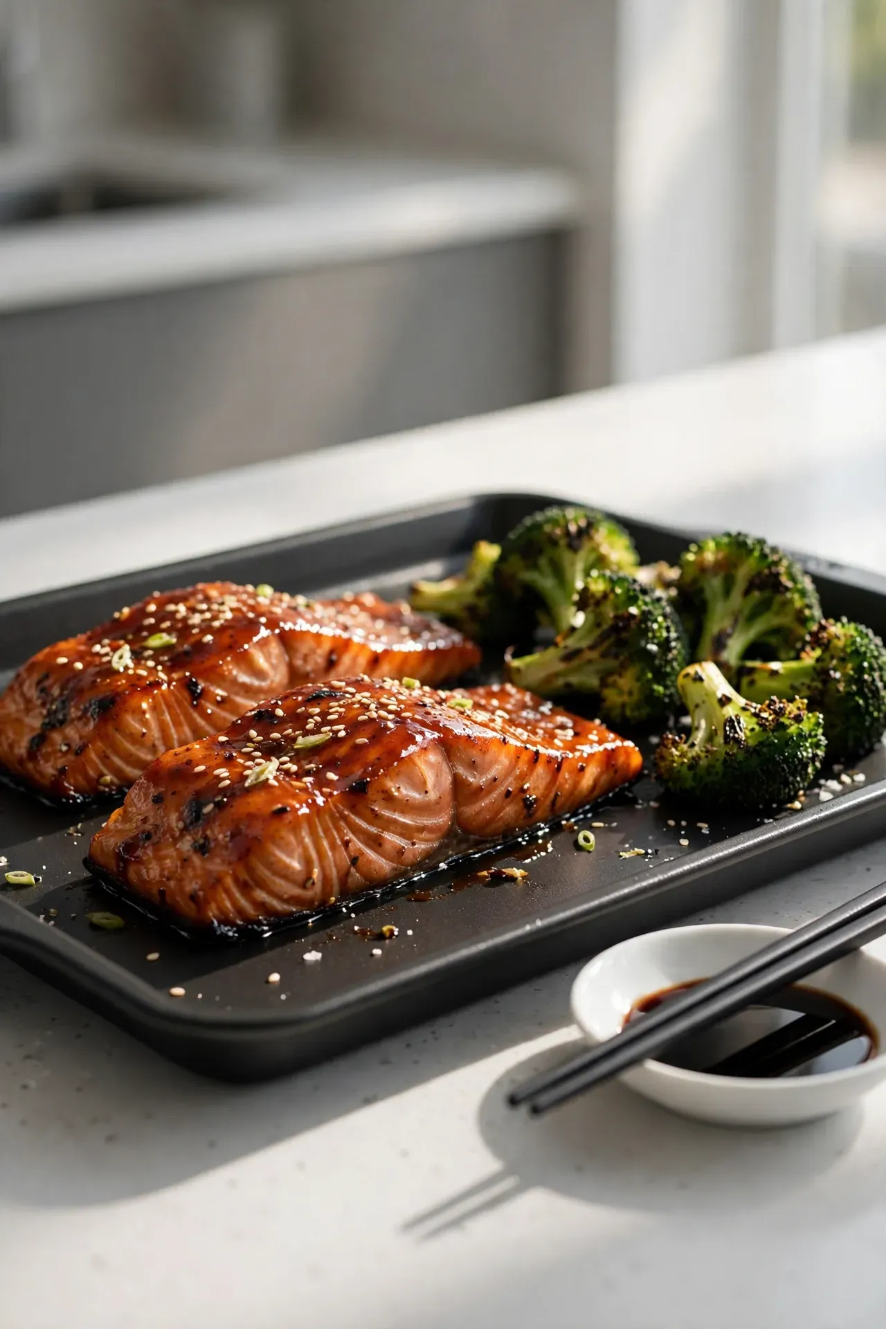 Teriyaki Glazed Salmon and Broccoli