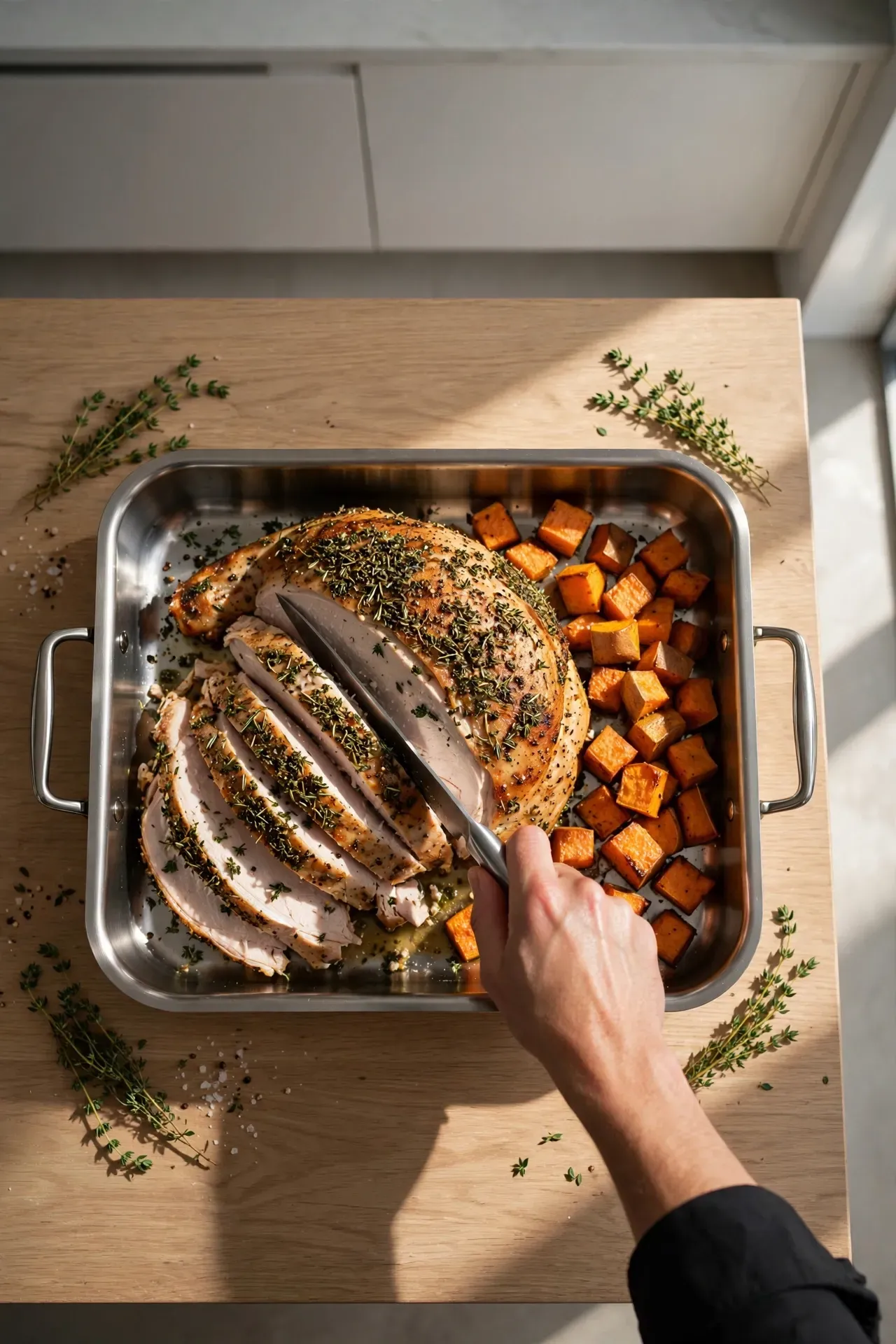 Thyme Roasted Turkey Breast and Sweet Potatoes
